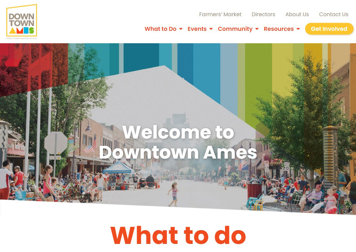 Downtown Ames Website - Screenshot of new website