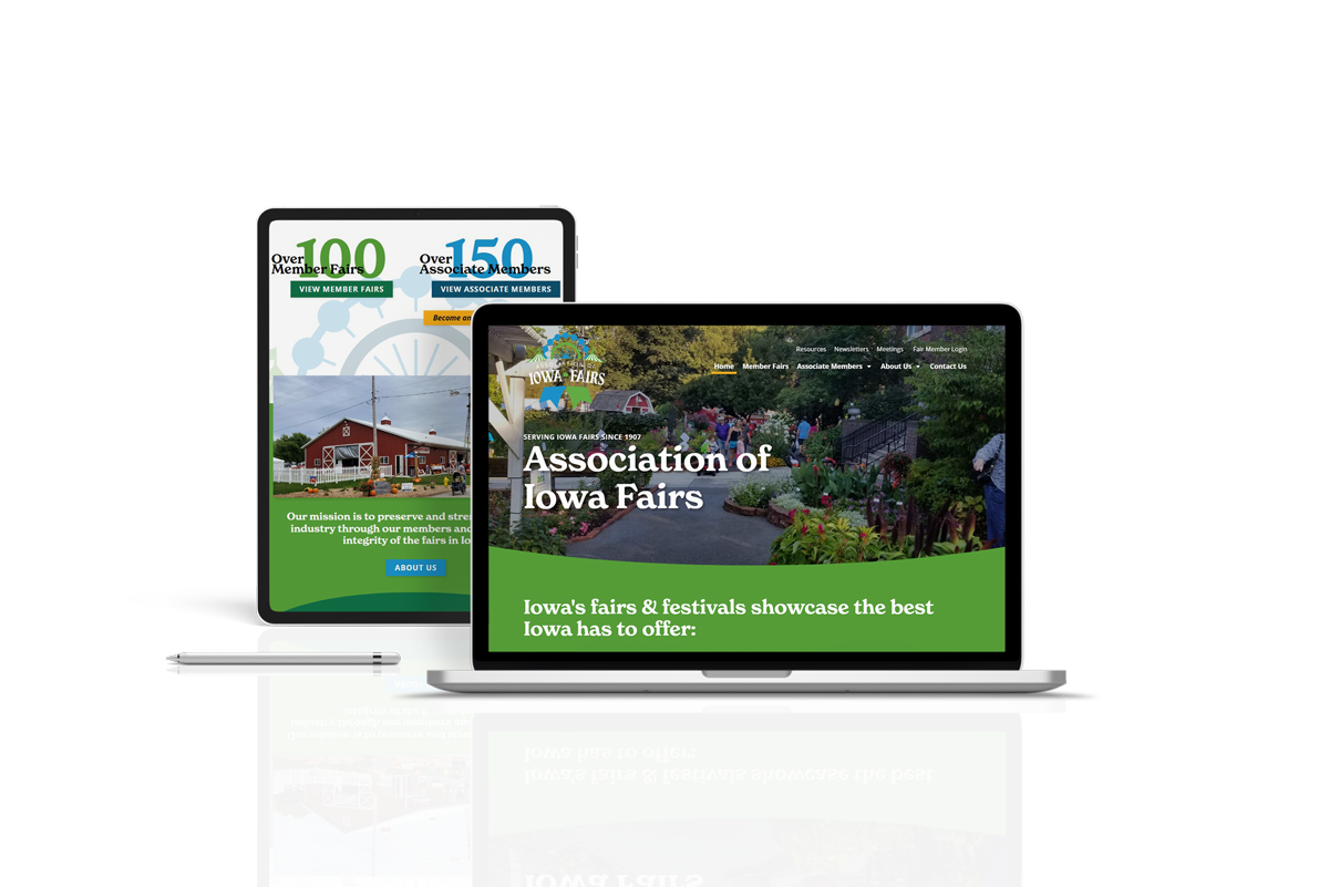 Association of Iowa Fairs - website mockup on a laptop and tablet
