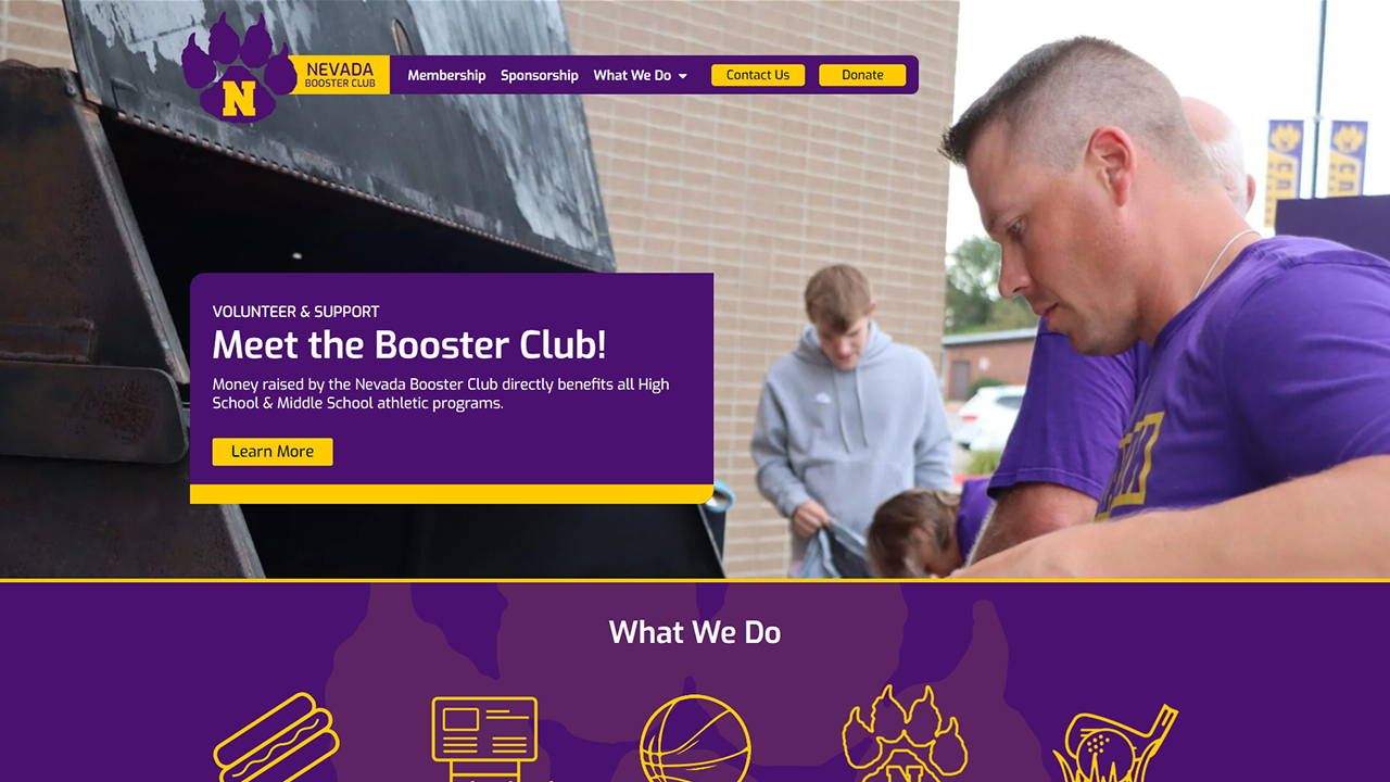 Nevada Booster Club - Screenshot of new website