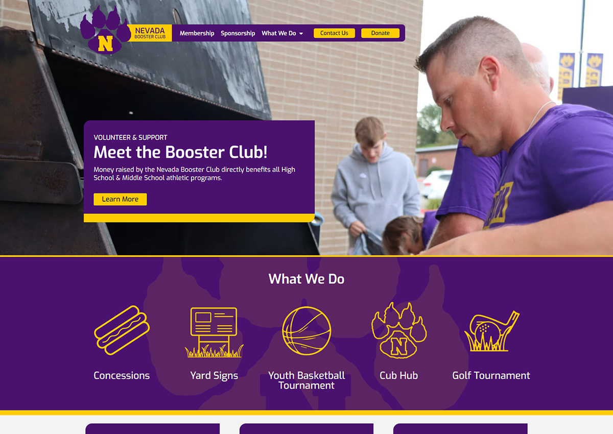Nevada booster club website screenshot