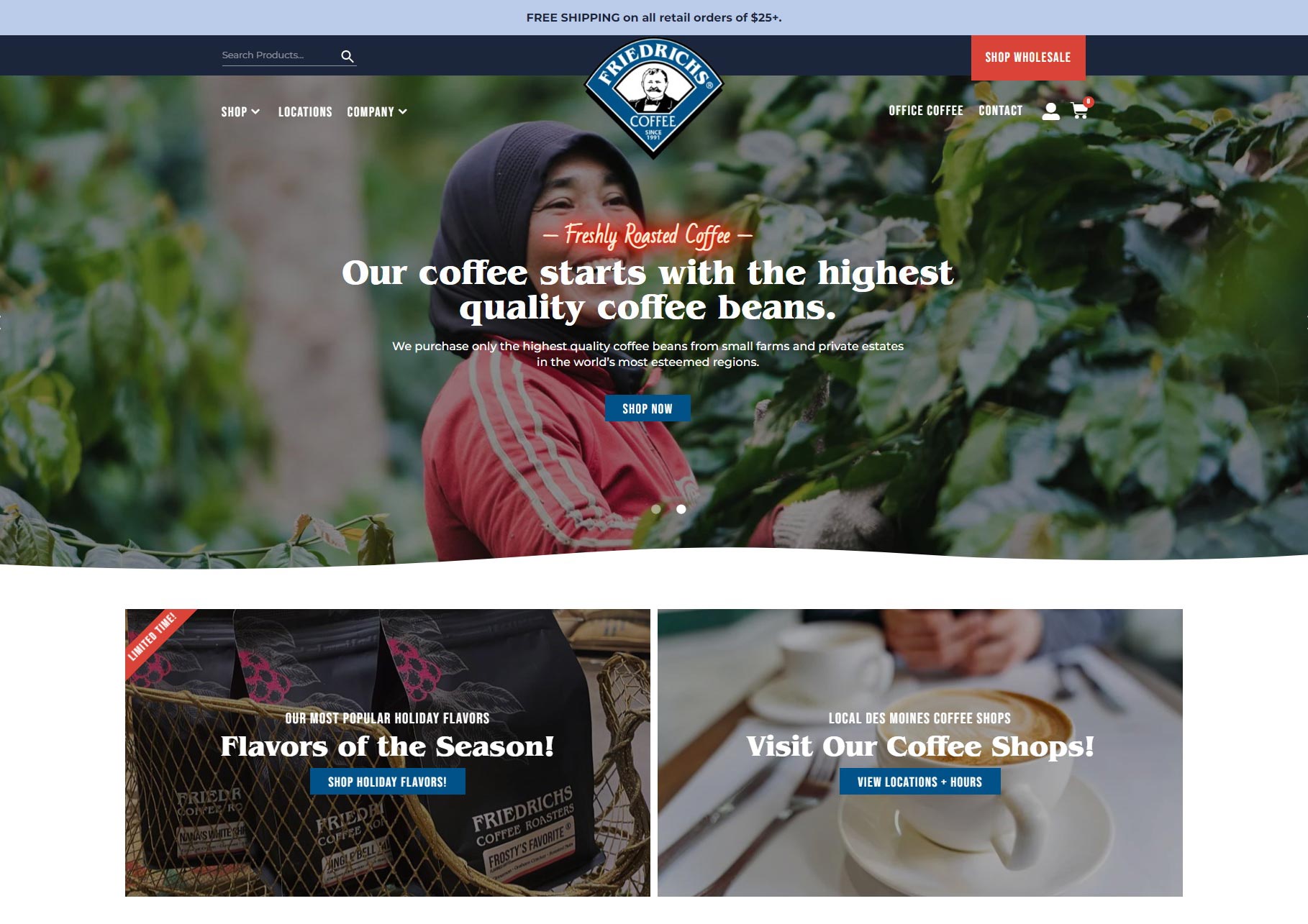 Friedrichs Coffee website screenshot