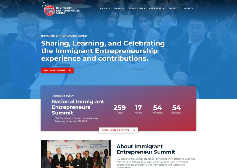 Immigrant Entreprenuership Website Screenshot