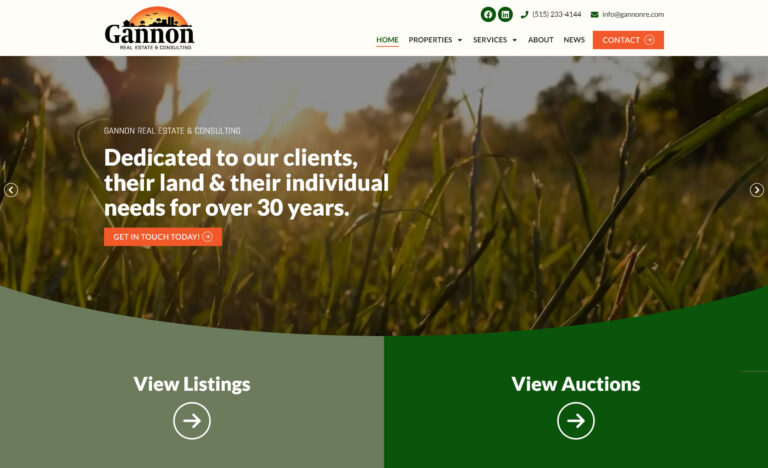 full page screenshot from the Gannon Real Estate Web Design project.