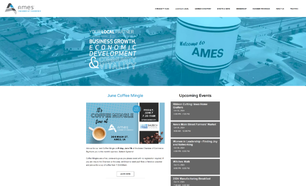 Old version of the Ames Chamber of Commerce, now AREA, webpage