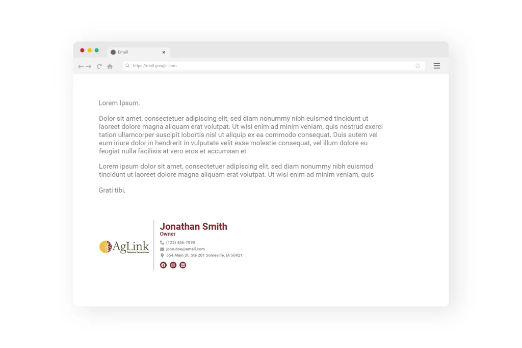 AgLink email signature mockup