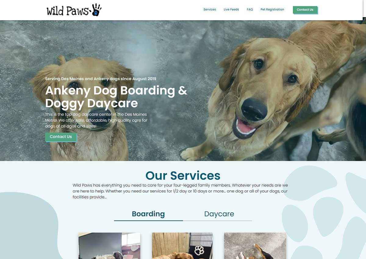 Wild Paws website screenshot