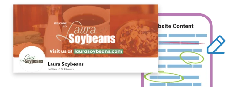 Mockup of Laura Soybeans facebook cover image and profile picture