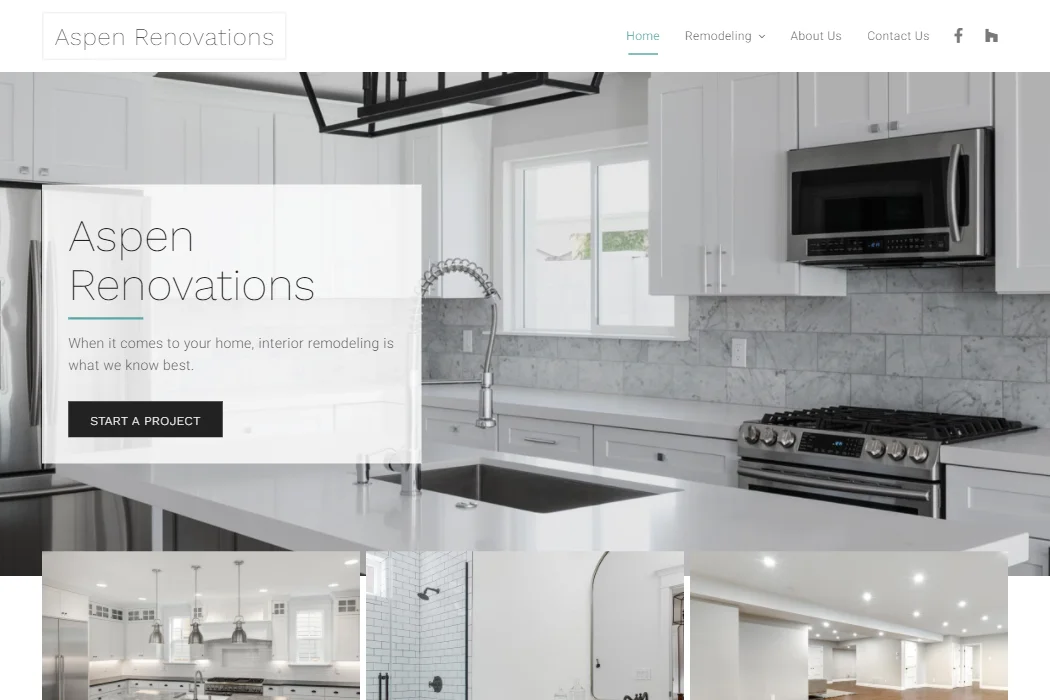 Screenshot of Aspen Renovations website design