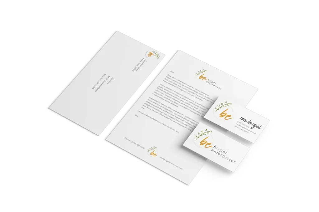 Brigel Enterprises brand identity mockups