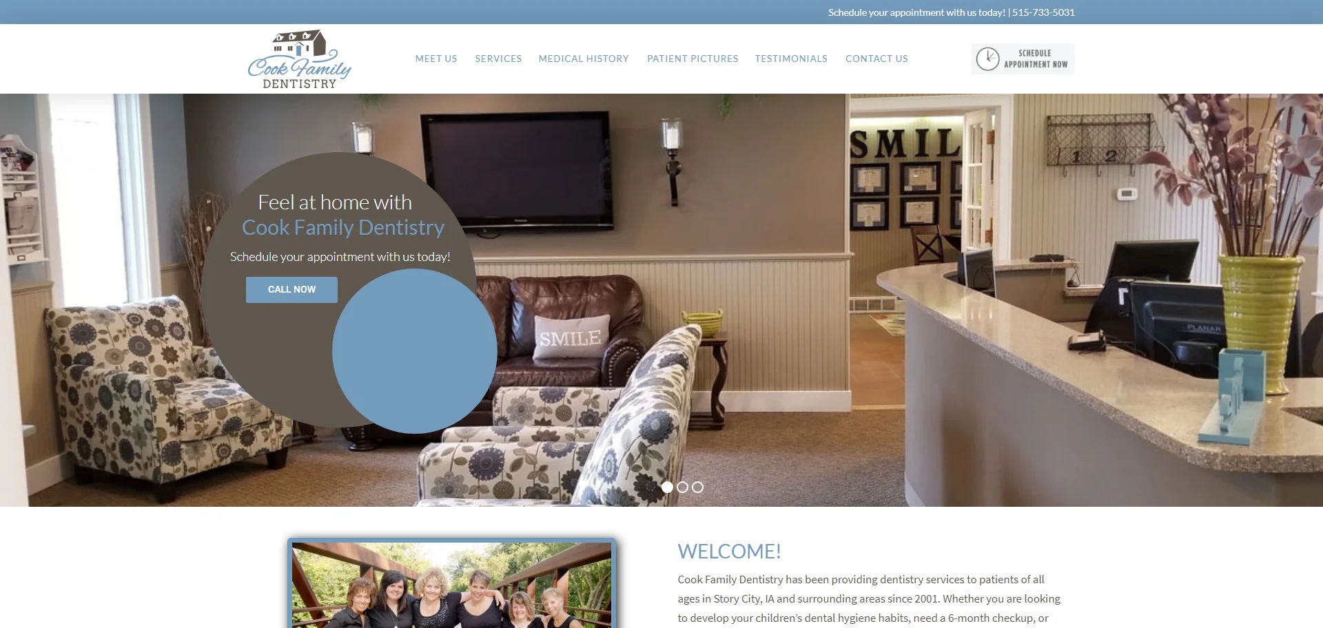 Screenshot of Cook Family Dentistry website design