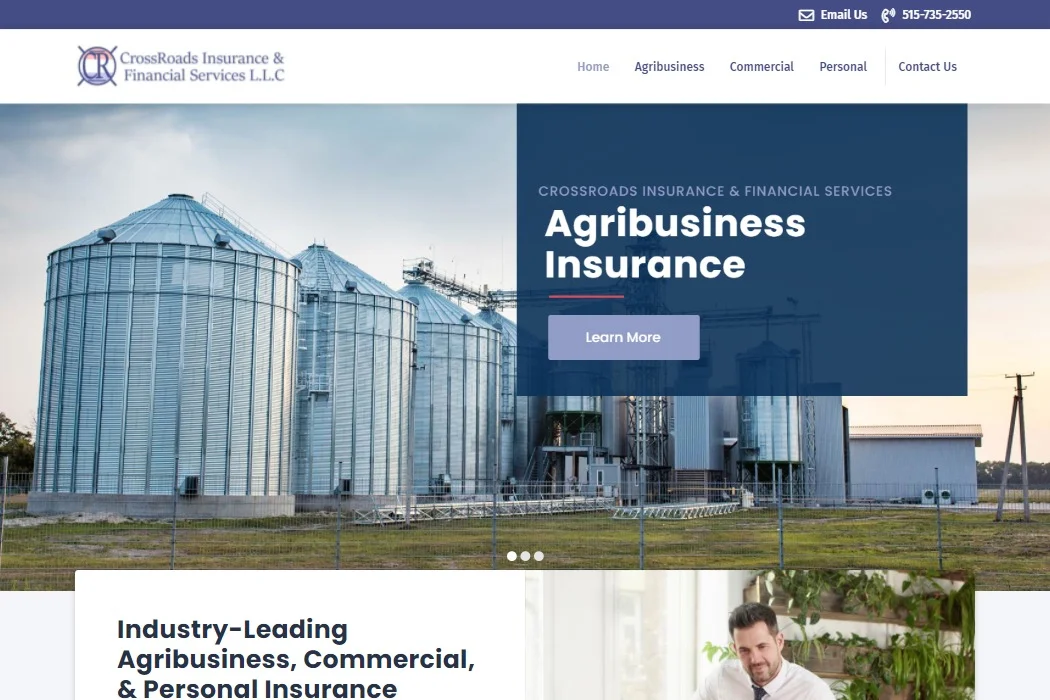 Screenshot of CrossRoads Insurance & Financial Services LLC website design