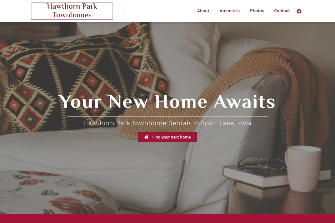 Screenshot of Hawthorn Rivers - Townhomes website design