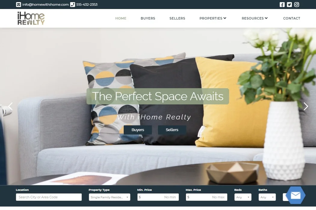 Screenshot of iHome Realty website design