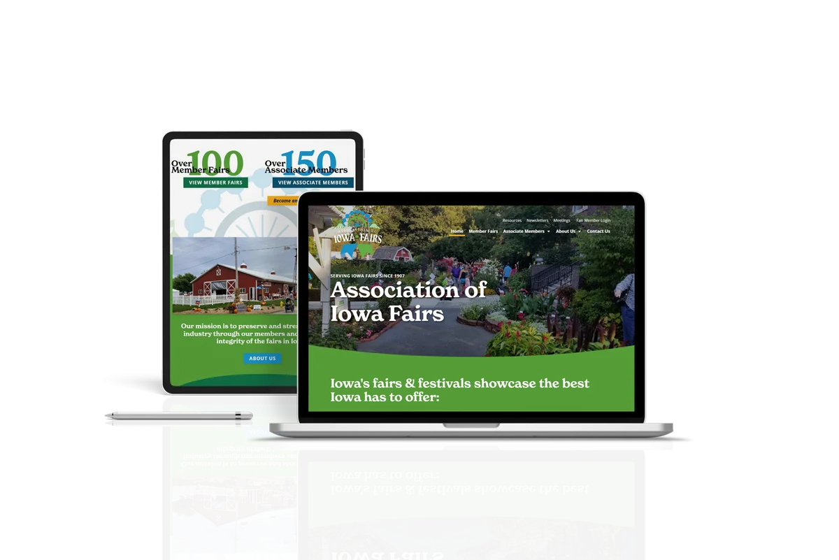 Association of Iowa Fairs - website mockup on a laptop and tablet