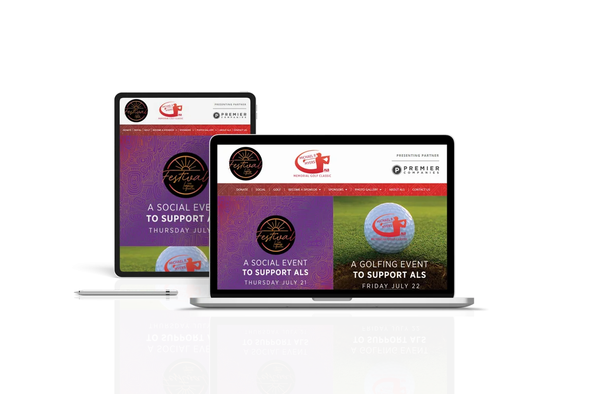 Myers Golf - website mockup on an ipad and laptop