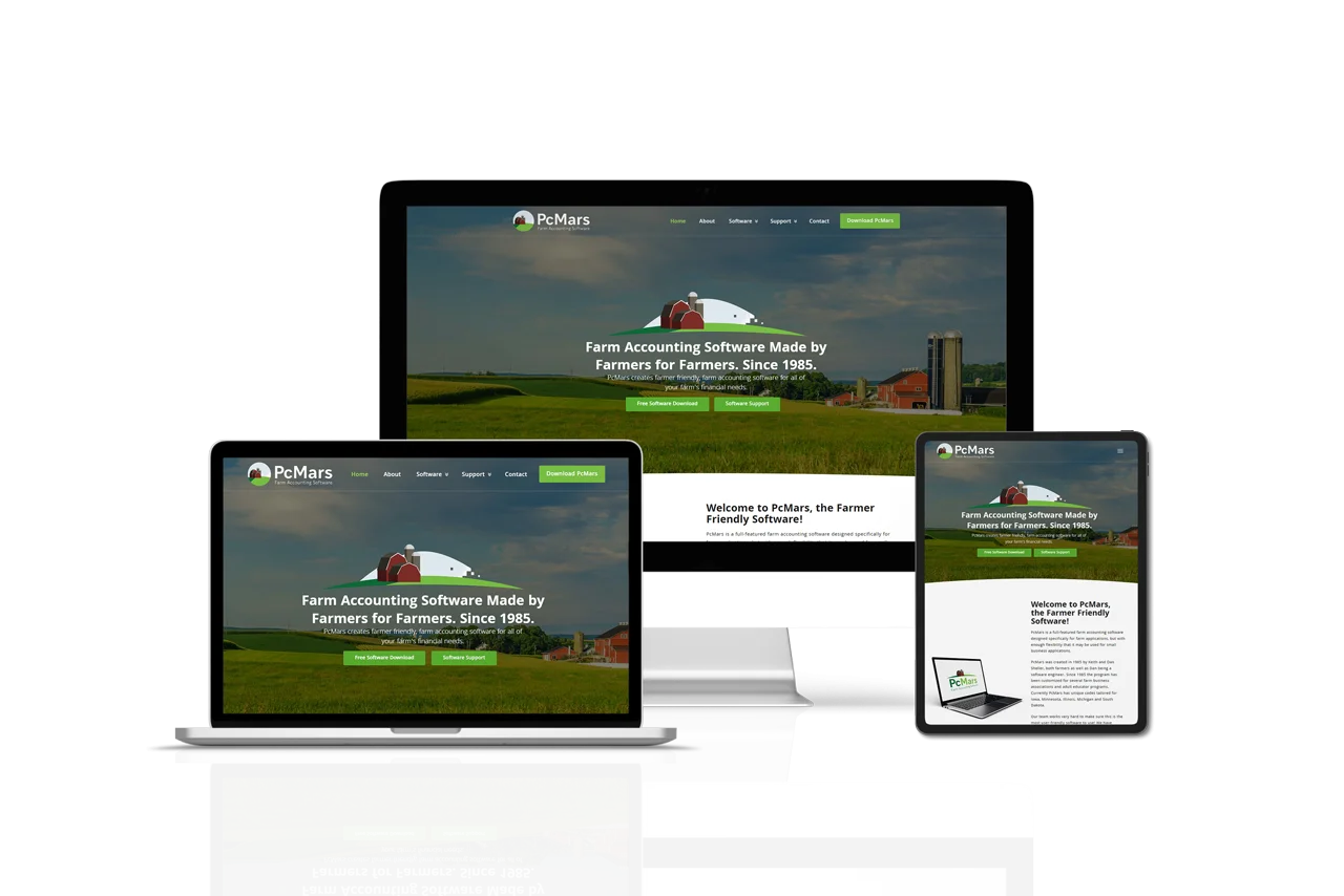 Website mockup for PC Mars