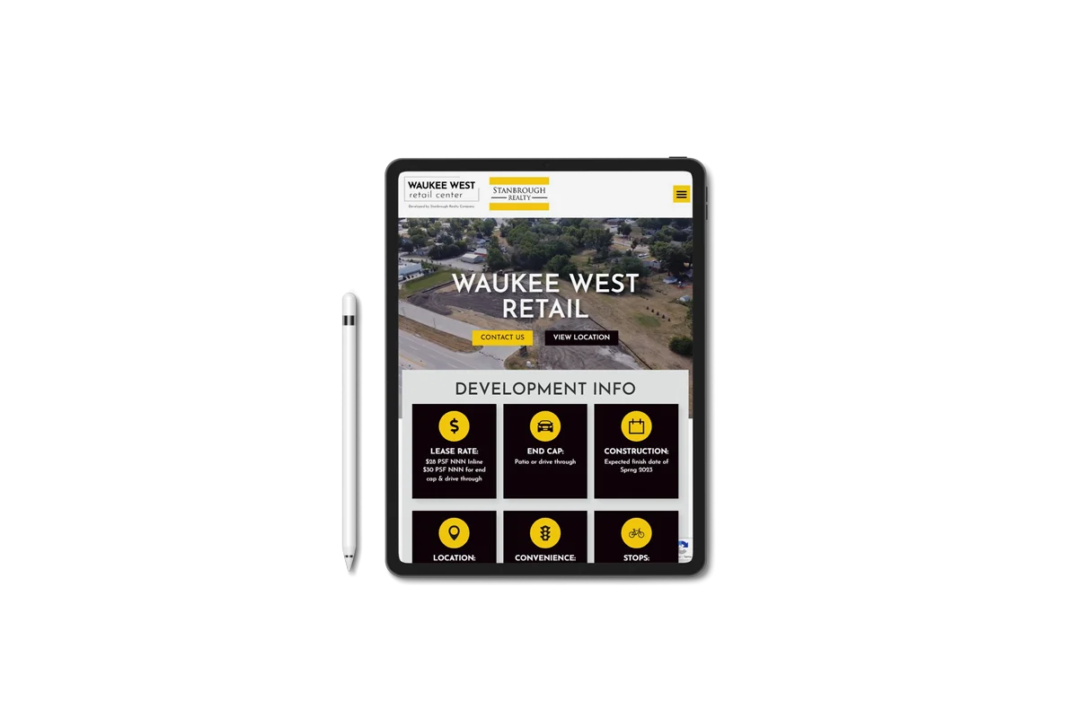 Waukee West Retail Center website tablet mockup